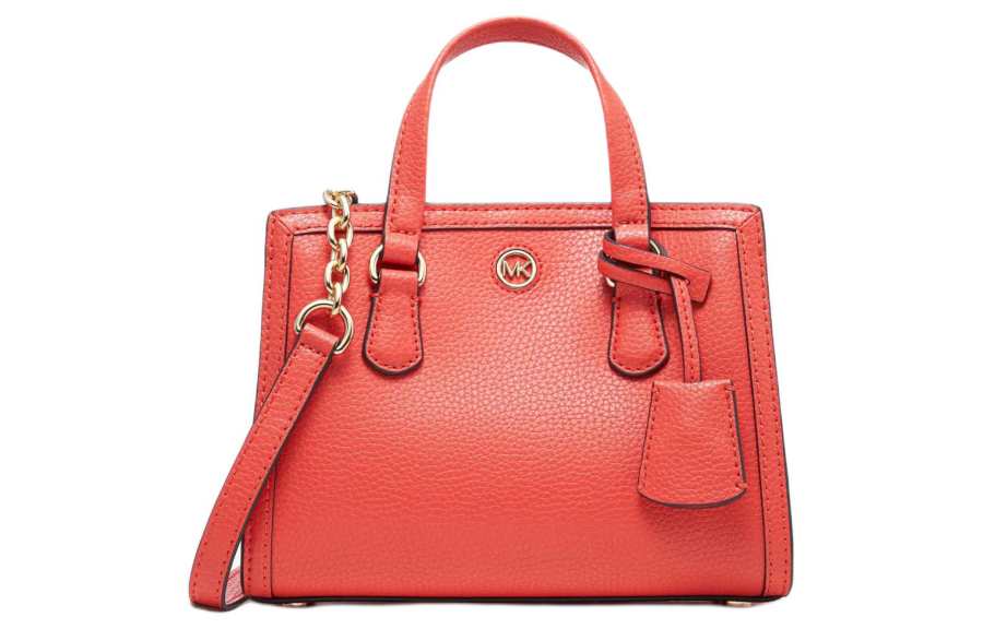 MICHAEL KORS Chantal Split Cow Leather Handbag, Shoulder Bag, Crossbody Bag Extra Small Women's Coral Red