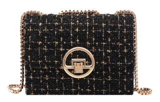 JANE KLAIN Woolen Small Square Bag, Shoulder Bag, Crossbody Bag Small Women's White/Black