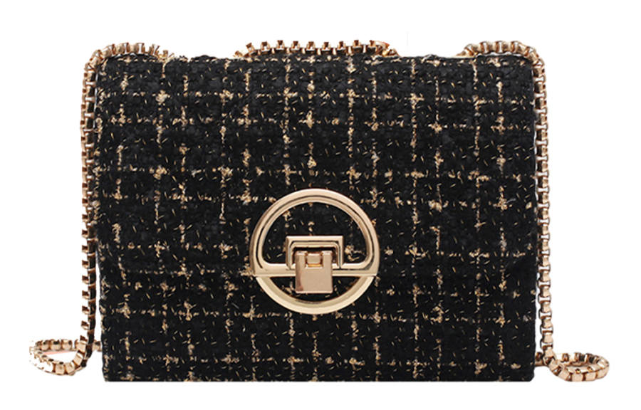 JANE KLAIN Woolen Small Square Bag, Shoulder Bag, Crossbody Bag Small Women's White/Black