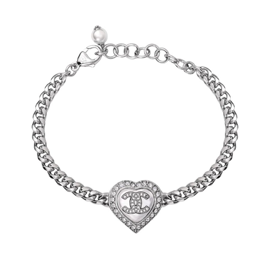 CHANEL Alloy, Rhinestone Bracelets Women's Silver