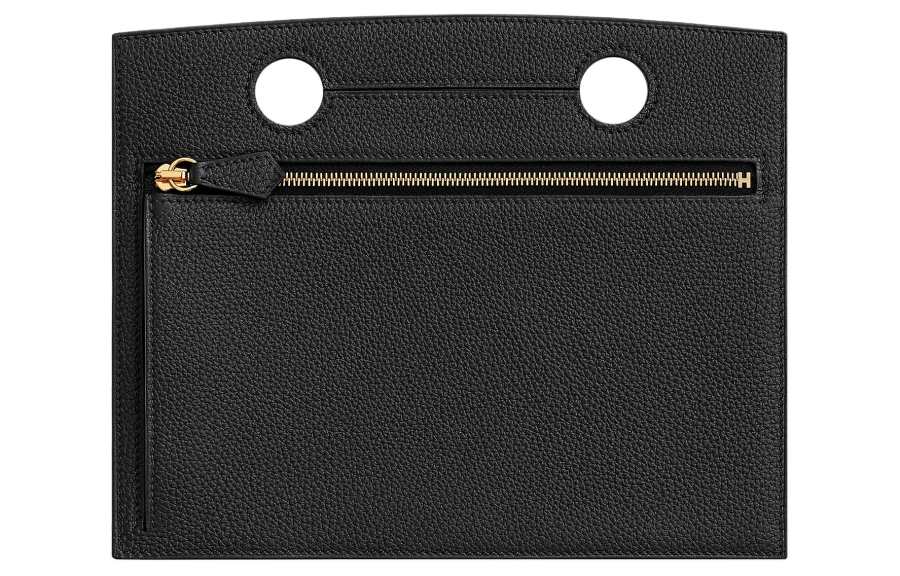 HERMES Backpocket Togo Calfskin Clutch Women's 89 Noir Black