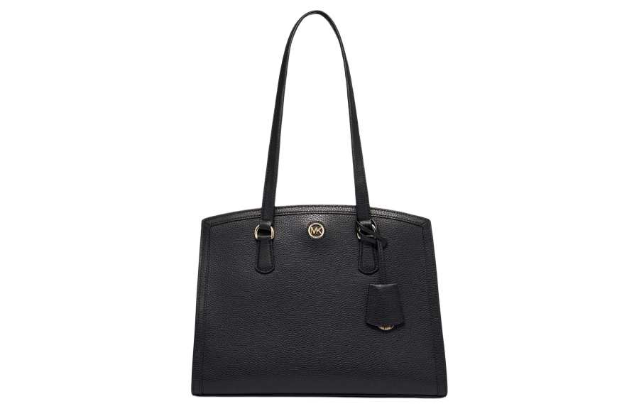 MICHAEL KORS Chantal Split Cow Leather Tote Bag, Shopping Bag, Handbag, Shoulder Bag Medium Women's Black