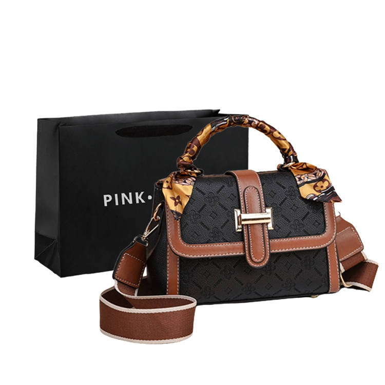 PINK·LAND Pu Small Square Bag, Crossbody Bag, Shoulder Bag, Handbag Regular Women's Black/Brown/Khaki