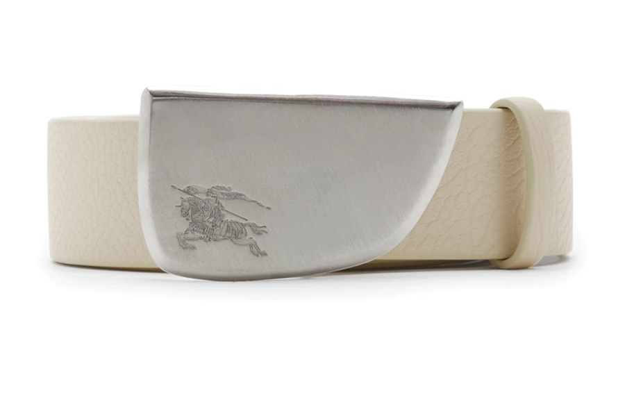 Burberry Calfskin Leather Belts Men's White Width 3cm