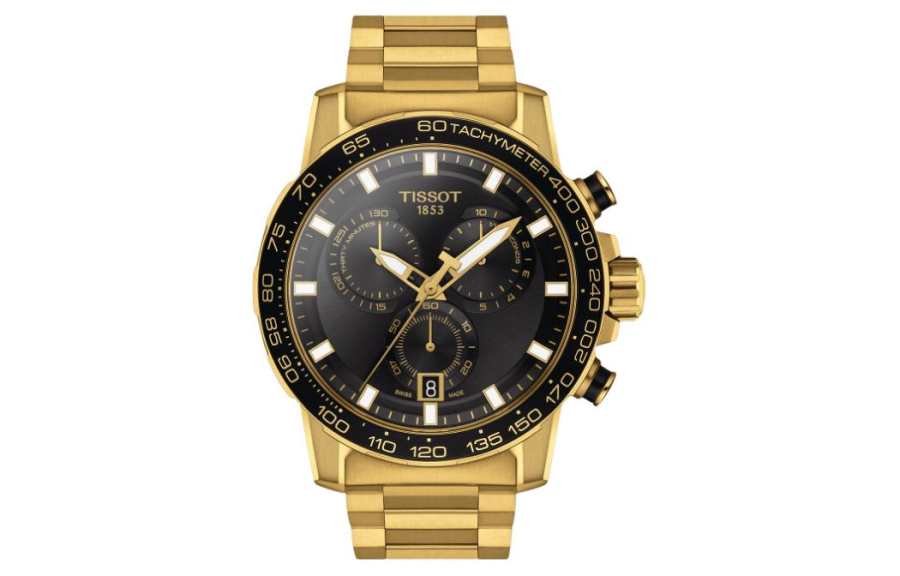 TISSOT Daring Collection Quartz Movement 100m Waterproof Unisex Watch 45.5mm Black Dial Steel Strap