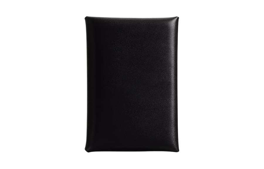HERMES Calvi Box Calfskin Card Holder Women's 89 Noir Black
