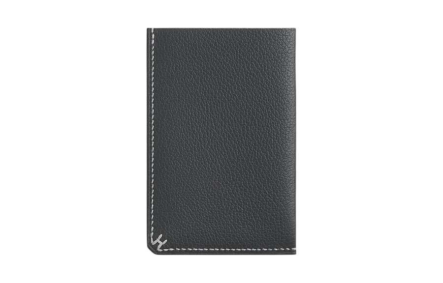 HERMES Evergrain Calfskin Card Holder Men's Dusty Gray