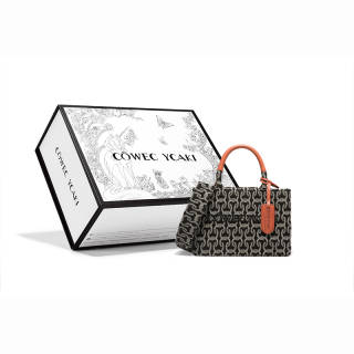 COWEC YCAKI Fabric Shoulder Bag Tote Medium Unisex Black Jacquard