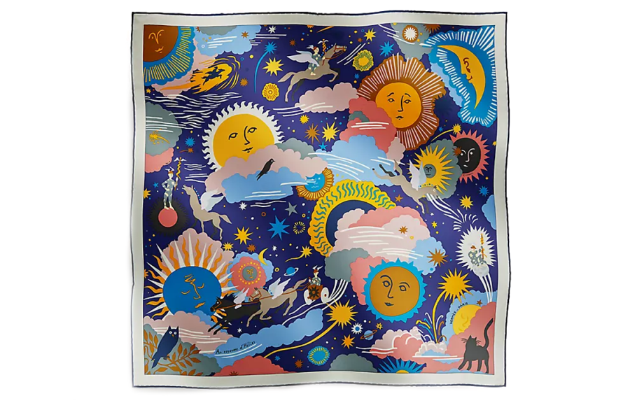 HERMES HERMES Silk Scarves Women's Indigo