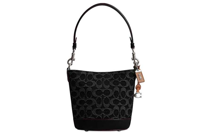 COACH Dakotah Fabric With Cow Leather Bucket Bag, Shoulder Bag Mini Women's Black