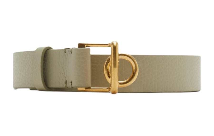 Burberry Gold Plated Calfskin Leather Belts Women's Light Green