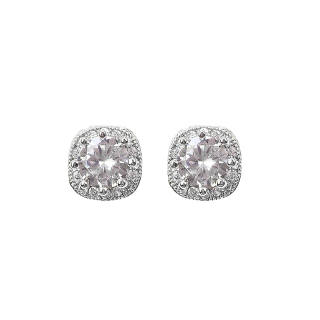 ONEKISS 999 Silver Needle Silver Content Approx. 0.045G/Gold Plated Copper/Artificial Zircon Stud Earrings Women's