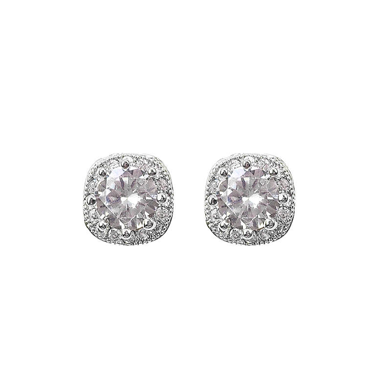 ONEKISS 999 Silver Needle Silver Content Approx. 0.045G/Gold Plated Copper/Artificial Zircon Stud Earrings Women's