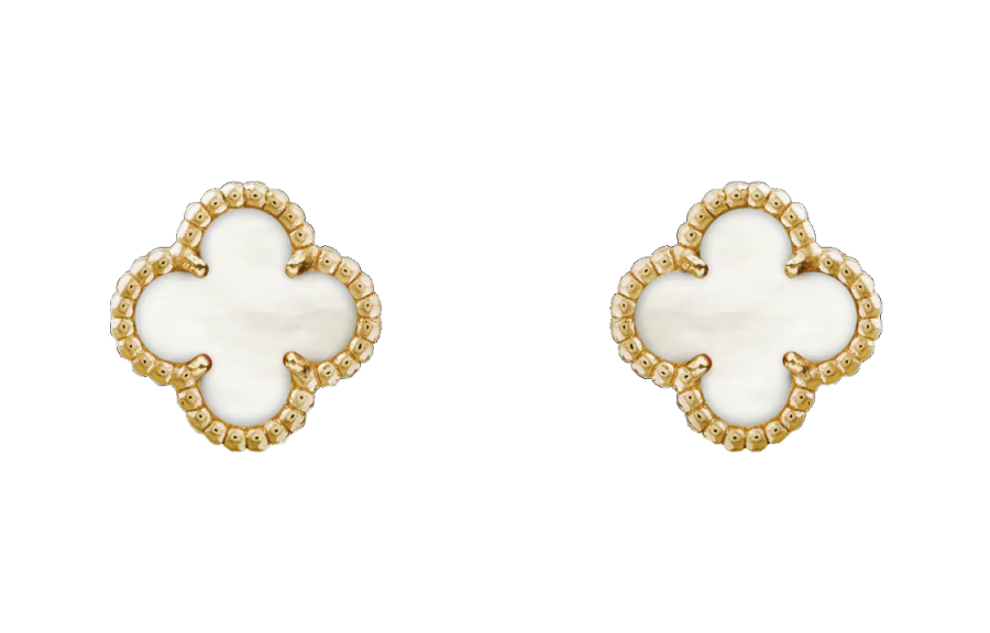 Van Cleef & Arpels 2010s 18K Yellow Gold Sweet Alhambra Mother of pearl Earrings