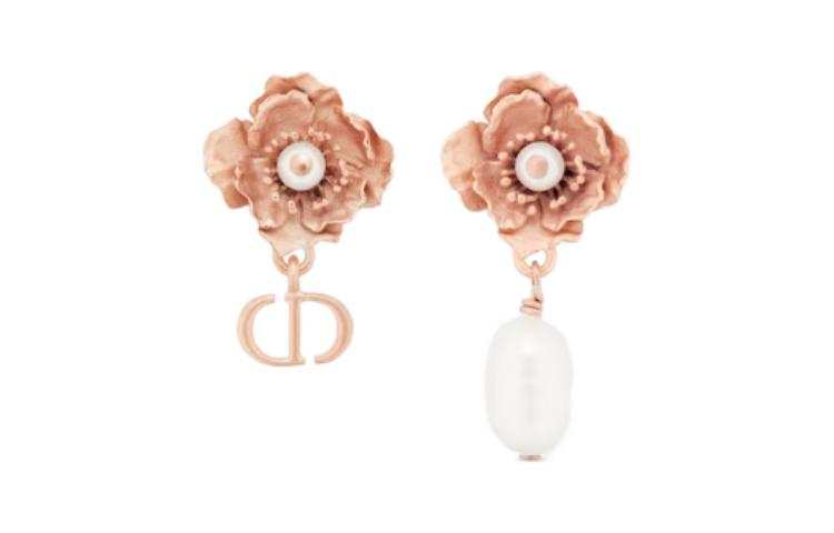 DIOR Metal Stud Earrings Women's Pink