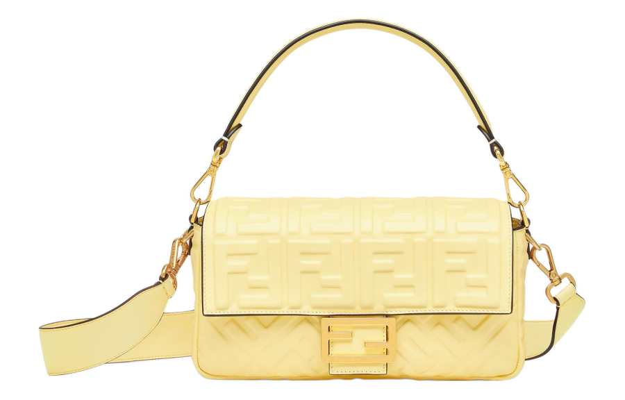 FENDI Baguette Lambskin Portable Crossbody Bag, Shoulder Bag Women's Yellow