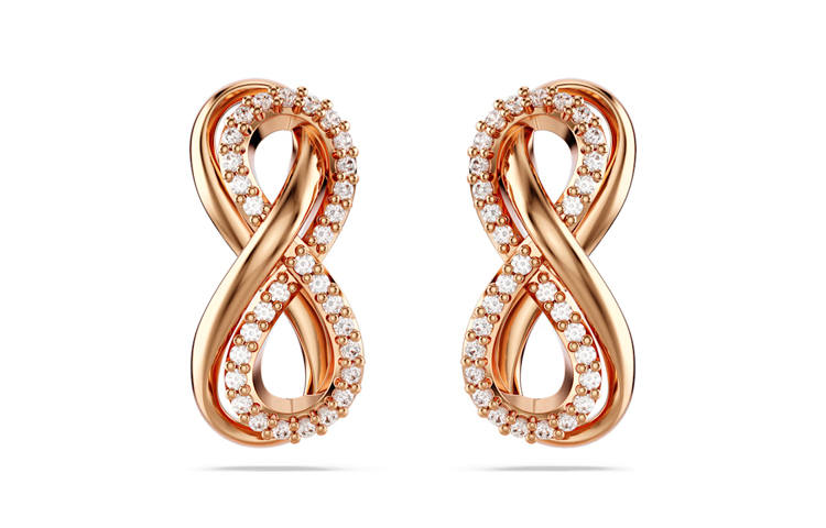 Swarovski Hyperbola Cubic Zirconia Stud Earrings Women's Rose Gold