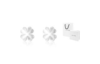 HOLLY RYAN S999 Fine Silver Refreshing Four Leaf Clover Stud Earrings Women's Fashion Minimalist Style
