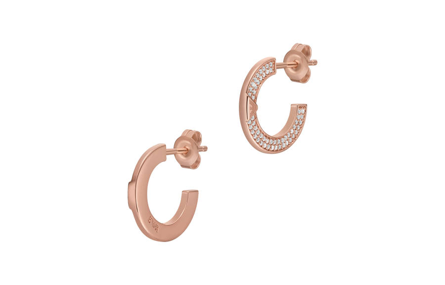 EMPORIO ARMANI Rose Gold Tone Sterling Silver Hoop Earrings