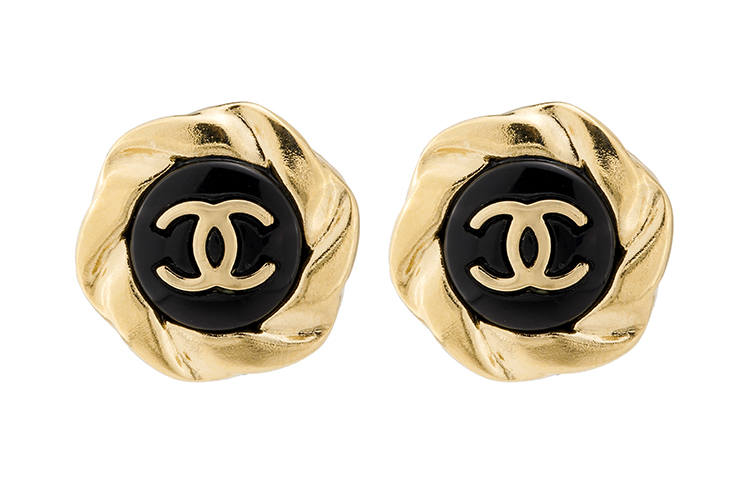 CHANEL Metal Stud Earrings Women's Gold