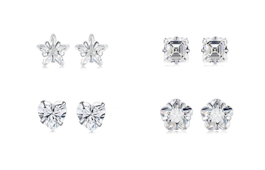 WEST ISLAND S999 Silver Four Claw Stud Earrings Women's