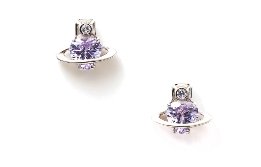 Vivienne Westwood 925 Sterling Silver Stud Earrings Women's Silver/Lavender