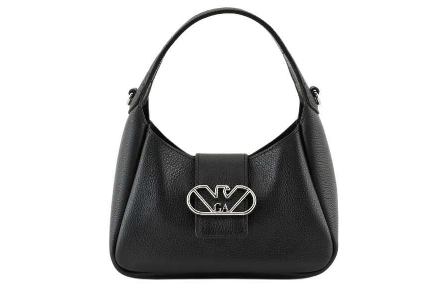 EMPORIO ARMANI Leather Hobo Bag, Shoulder Bag, Crossbody Bag, Handbag Women's Black