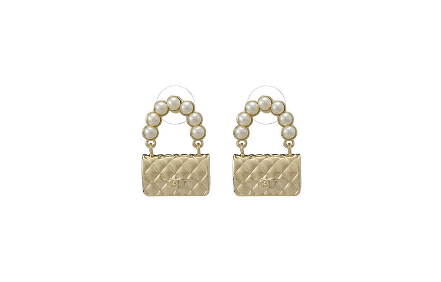 CHANEL Metal Stud Earrings Women's Gold