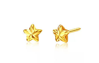 KING TAI SANG 18K Gold Stud Earrings Women's