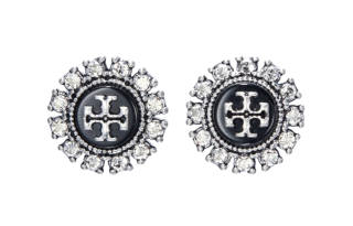 TORY BURCH Stud Earrings Women's Silver/Black