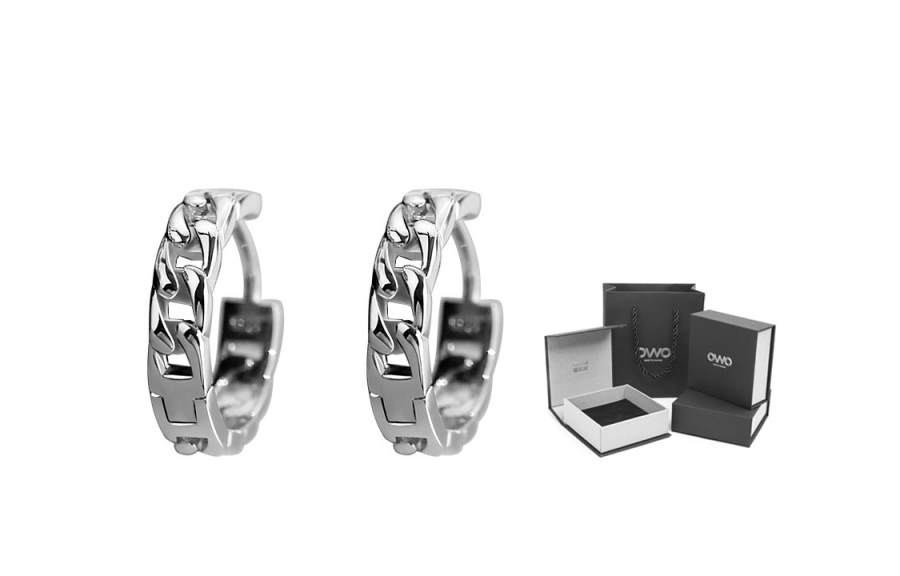 OWO OWO 925 Sterling Silver Stud Earrings Men's Silver