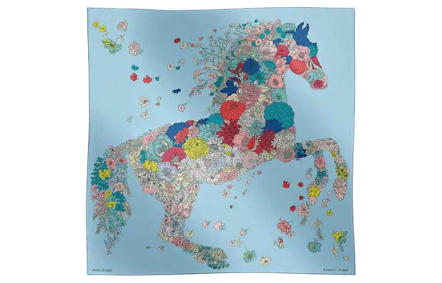 HERMES HERMES Silk Scarves Women's Blue