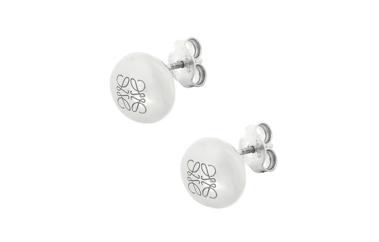LOEWE LOEWE Sterling Silver Anagram Pebble Earrings