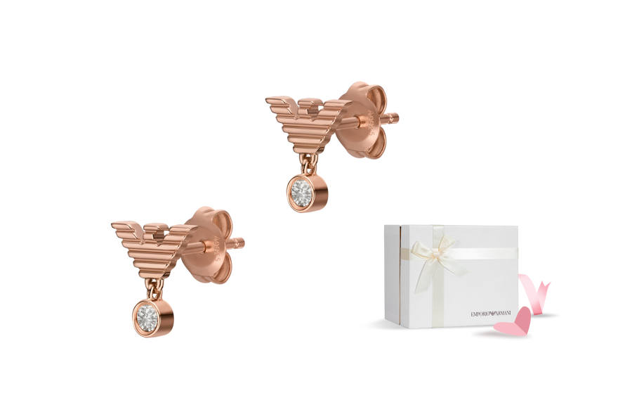 EMPORIO ARMANI Rose Gold Tone Sterling Silver Stud Earrings