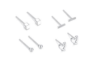 IWE S999 Silver Stud Earrings Women's