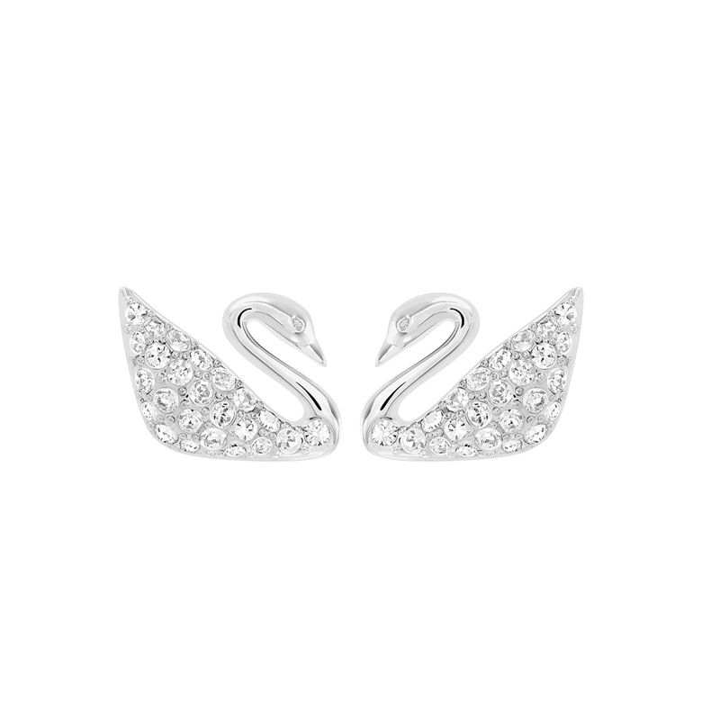 Swarovski Faux Crystal Stud Earrings Women's White Gold Plated