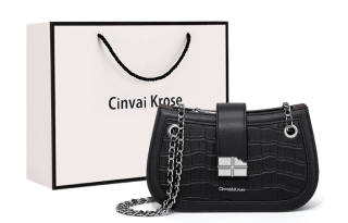 CinvaiKrose Cow Leather With Synthetic Leather Crossbody Bag, Shoulder Bag Small Women's Ecru/Brown/Black