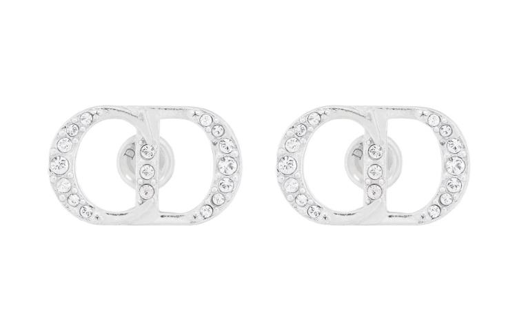 DIOR DIOR Sterling Silver, Crystal Stud Earrings Men's Silver