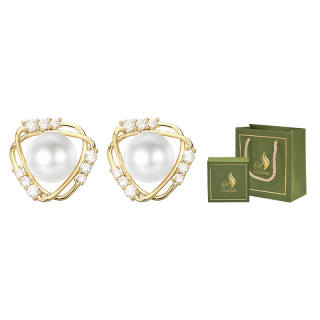 SENDME Synthetic Cubic Zirconia Alloy Pearl Stud Earrings Women's