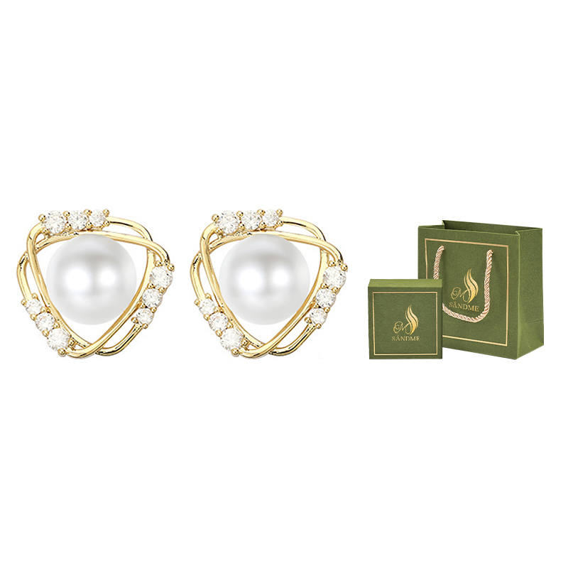 SENDME Synthetic Cubic Zirconia Alloy Pearl Stud Earrings Women's