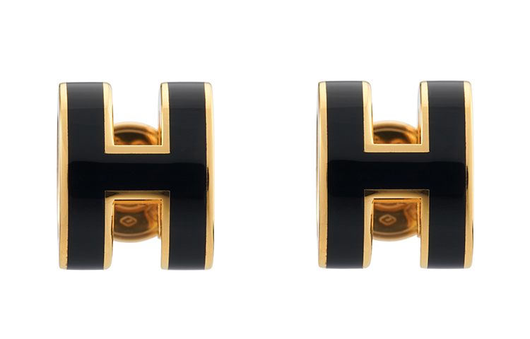HERMES HERMES POP H Gold Plated Stud Earrings Women's