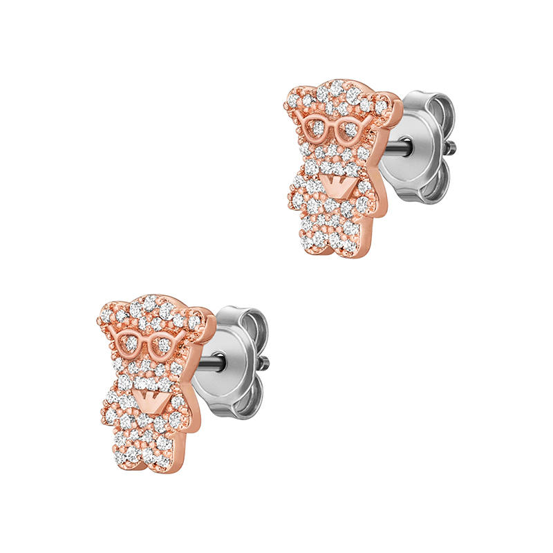 EMPORIO ARMANI Rose Gold Tone Brass Stud Earrings