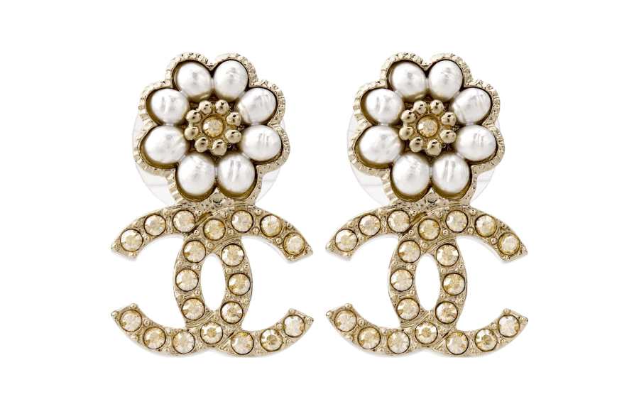Chanel 1986-1988 CC-detail flower earrings