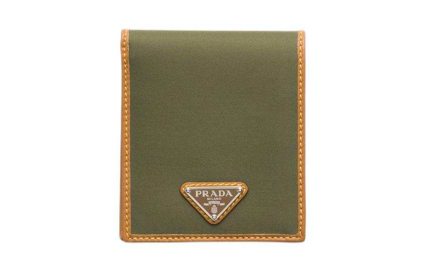 PRADA PRADA Recycled Nylon Wallet Men's Army Green & Caramel