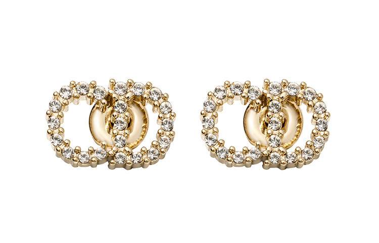 DIOR Metal Stud Earrings Women's Gold