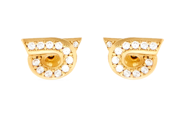 Ferragamo Ferragamo Gancini Embellished Polished Finish Earrings