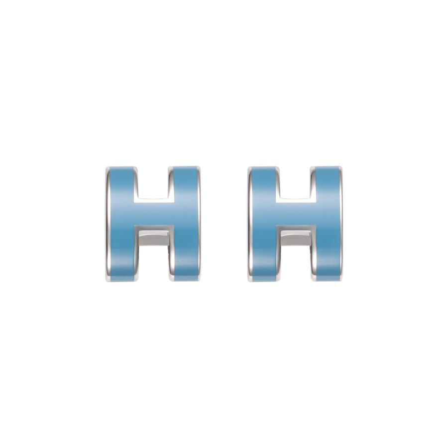 HERMES HERMES Palladium Plated Stud Earrings Unisex Silver