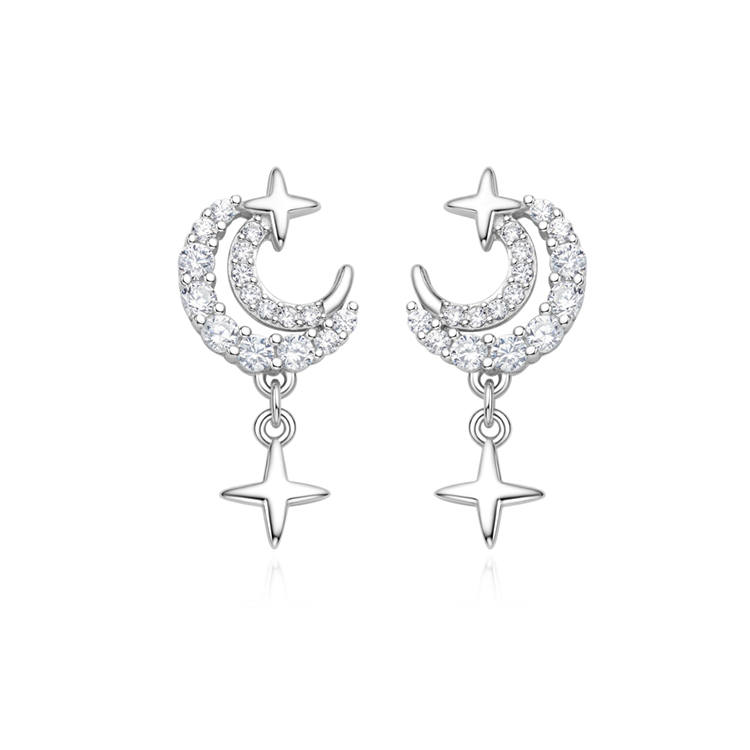 FANCI S925 Silver With Gemstones Stud Earrings Women's