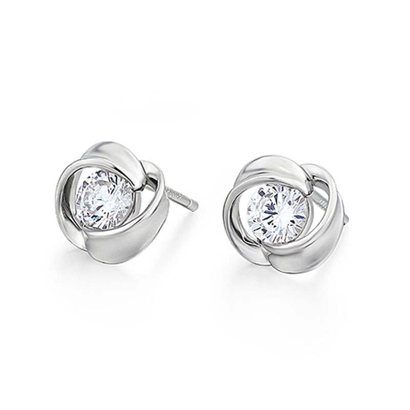 KADER KADER Stud Earrings Women's Silver White, Elegant Goddess Premium Box