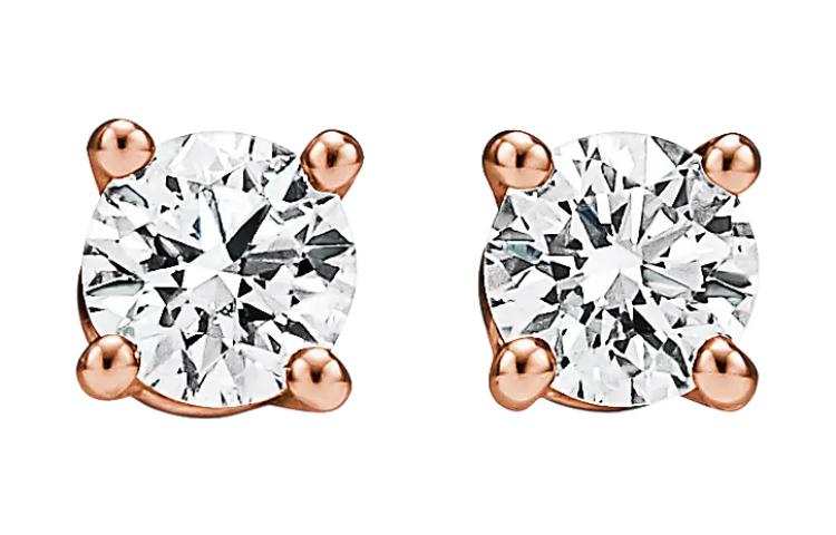 TIFFANY & CO. 18K Rose Gold, Diamond Stud Earrings Women's